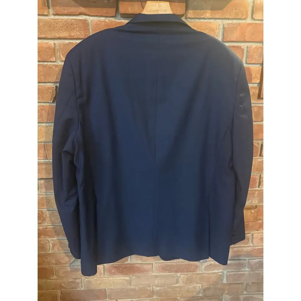 Richard Harris Mens 46R Navy 100% Wool Sport Coat Dress Pants Suit Set